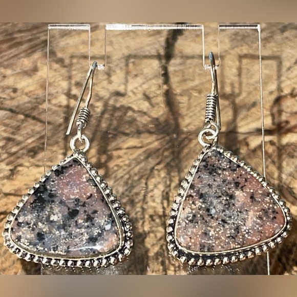 Honey Dendritic Agate Earrings 1 7/8” - Picture 3 of 8